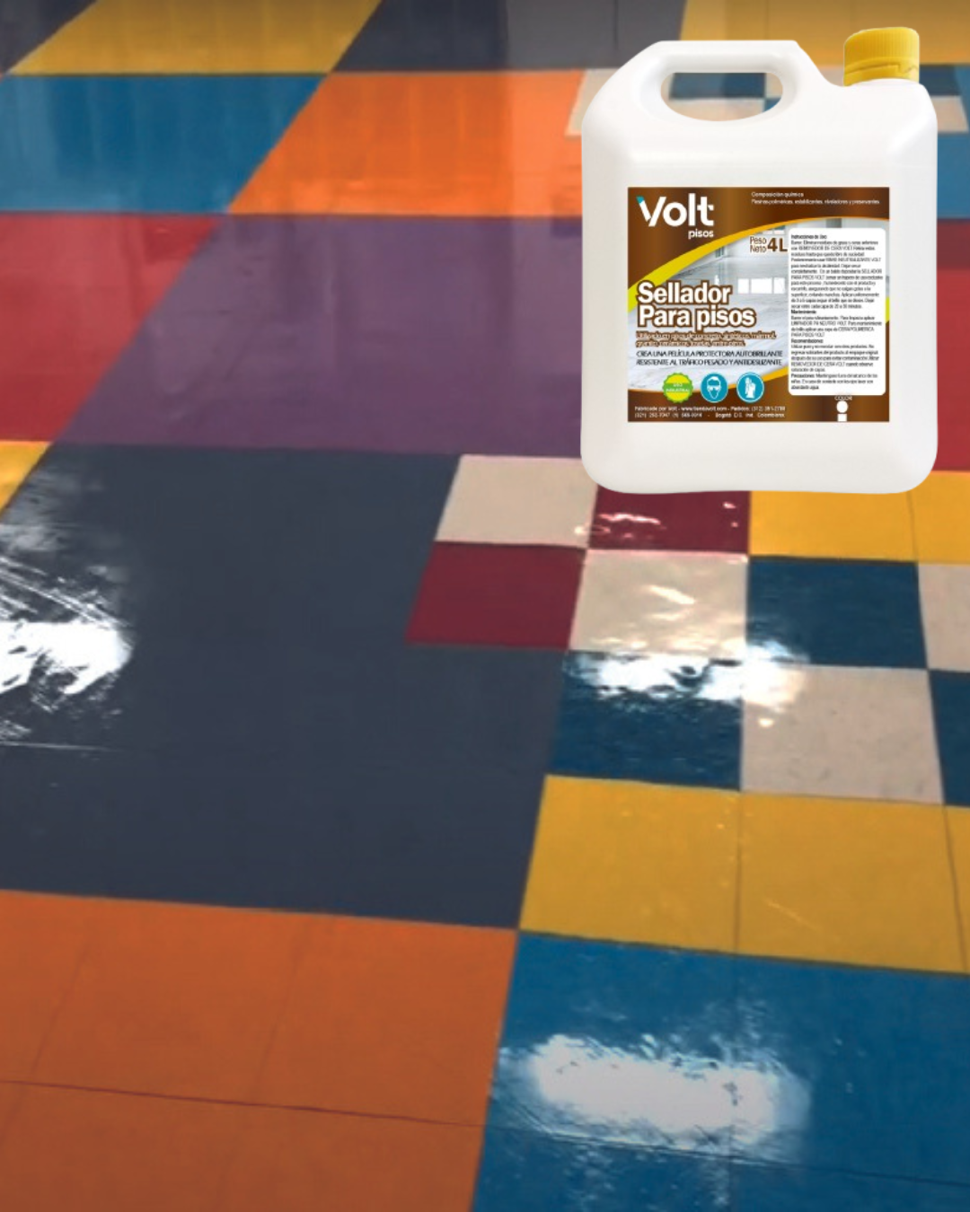 PISO CAUCHO COLORES CON SELLADOR